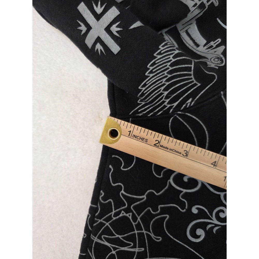 Tribal Gear Hoodie Mens Large Black Full Zip Tattoo Graphic Sweatshirt Fleece - Picture 9 of 11